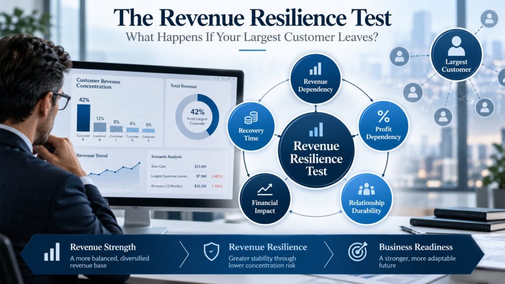 Business owner reviewing customer concentration, revenue resilience and financial risk with a CPA advisor | Molinari Oswald