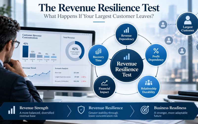 Business owner reviewing customer concentration, revenue resilience and financial risk with a CPA advisor | Molinari Oswald
